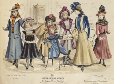 Costumi per bambini, illustrazione da Journaux de Mode, ottobre 1898 (incisione a colori) da French School