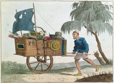 Contadino cinese con una carriola a vela, 1811 da French School