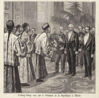 Il politico e diplomatico cinese Li Hongzhang ricevuto dal presidente francese Felix Faure al Palazzo dell