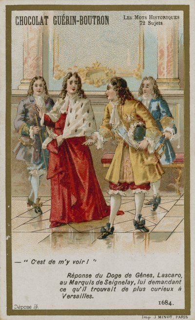 Carta commerciale Chocolat Guerin-Boutron, serie Parole Storiche da French School