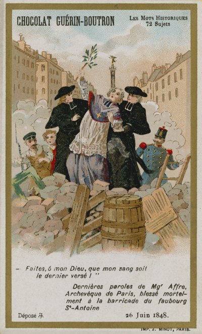 Carta commerciale Chocolat Guerin-Boutron, serie Parole Storiche da French School