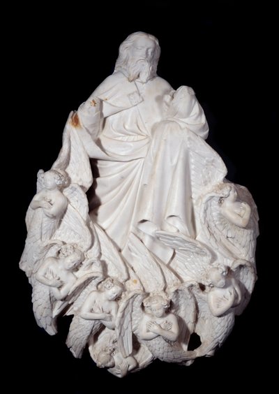Cristo circondato da angeli. Scultura in marmo, scuola francese da French School