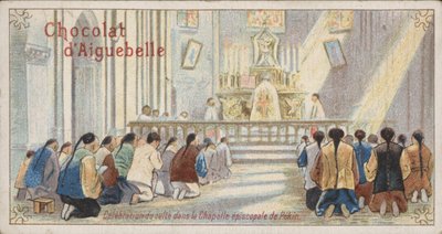 Cristiani che adorano nella Cappella Episcopale di Pechino da French School