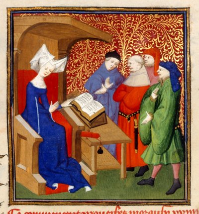 Christine che istruisce, MS Harley 4431, f.259v, Francia, c.1410-14 da French School