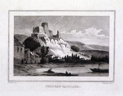 Château Gaillard visto dalla Senna - Incisione da French School