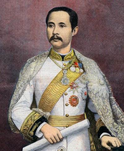 Chulalongkorn (1853-1910), Re del Siam. Nel 1897 Chulalongkorn divenne il primo monarca siamese a visitare l