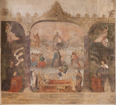 Chiesa (Eglise Saint-Jean-Baptiste). Interno. Cappella Saint-Fursy. Affreschi. La glorificazione di Maria (fresque dite de la bonne mort). Inizio XVII secolo. da French School