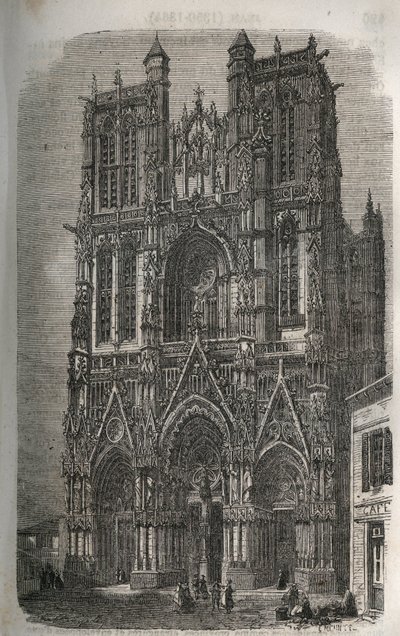 Chiesa di Saint-Vulfran (Saint Vulfran) ex collegiata ad Abbeville nel dipartimento della Somme in Francia - incisione in 