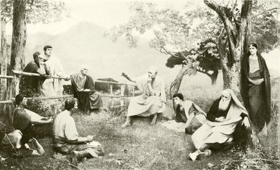 Cicerone a Tusculum (incisione) da French School