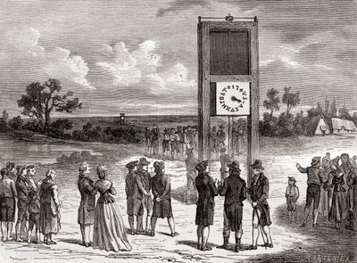 Claude Chappe che dimostra il suo primo sistema telegrafico aereo nel 1791, da 