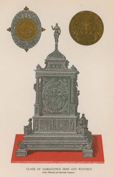Orologio di ferro damascato e orologi da French School