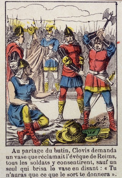 Clodoveo e il vaso di Soissons - Immagine di Epinal del XIX secolo da French School
