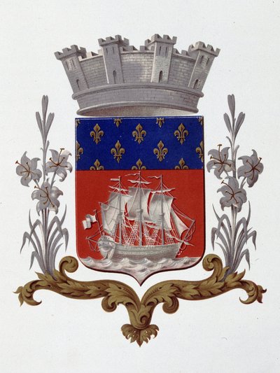 Stemma della Città di Parigi: Regalità (Luigi XVIII e Carlo X) - Lettere Patenti datate 20 dicembre 1917 - in "Armorial National de France" di H. Traversier, Parigi da French School