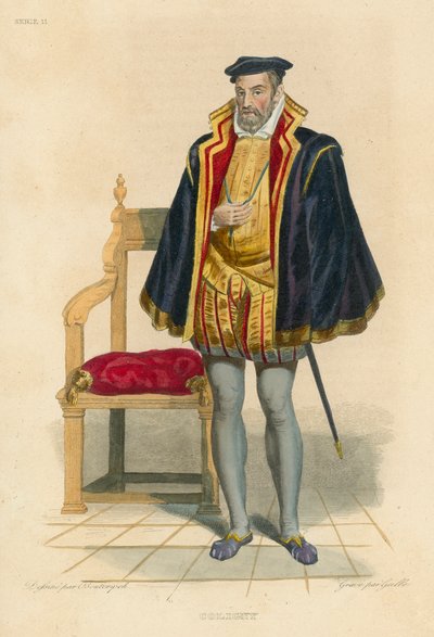 Coligny (incisione colorata) da French School