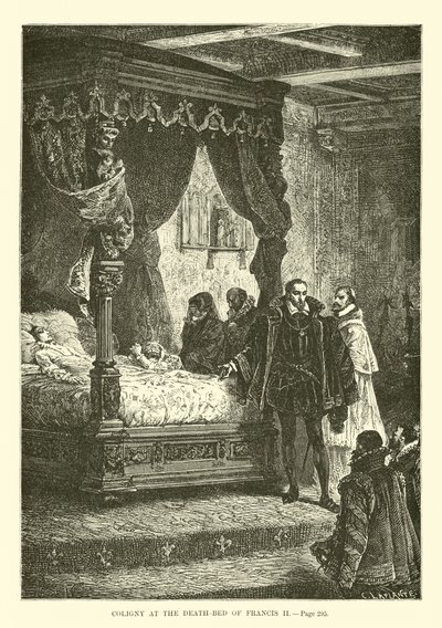 Coligny al letto di morte di Francesco II da French School