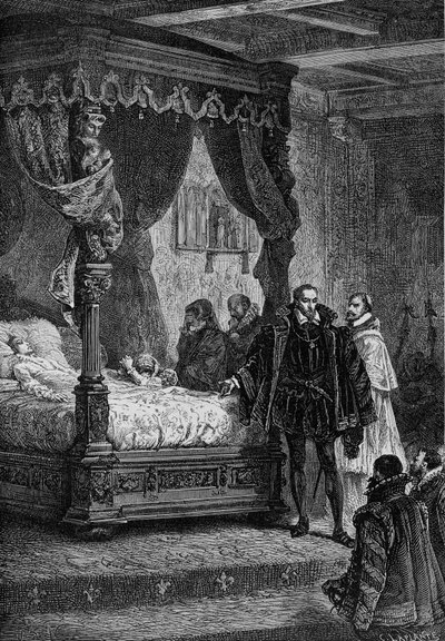 Coligny al letto di morte di Francesco II - in "Storia di Francia" di Guizot da French School