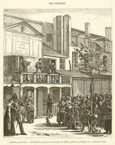 Collezione di M Baur, Una parata al boulevard du Temple verso il 1816 da French School