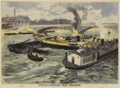Collisione sulla Senna, Parigi, 1897 da French School