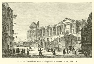 Colonnata del Louvre, vista dalla rue des Poulies, verso il 1758 da French School