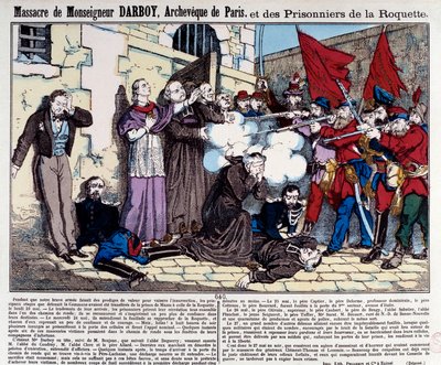 Comune di Parigi: Massacro di Monsignor Darboy (1813-1871), Arcivescovo di Parigi, e dei prigionieri della Roquette il 24 maggio da French School