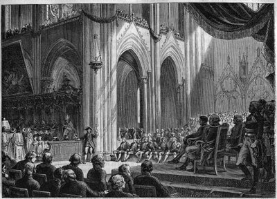 Concordato del 1801 - Reintroduzione dei riti cattolici, Pasqua, 8 aprile 1802 Notre-Dame di Parigi - Restauro ufficiale dei culti alla presenza di Bonaparte: Te Deum a Notre Dame da French School