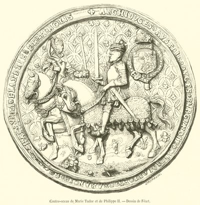 Controsigillo di Maria Tudor e Filippo II (incisione) da French School
