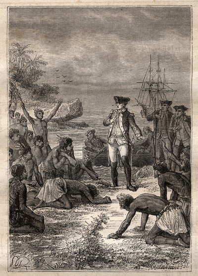 Accoglienza di Cook da parte dei nativi - Terzo viaggio di James Cook - Cook accolto dai nativi - Terzo viaggio di James Cook nell