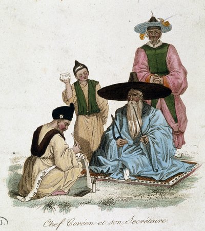 Capo coreano e il suo segretario - incisione da French School