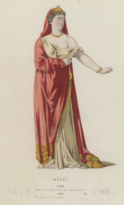 Corneille, Medea, Atto I, Scena V (incisione colorata) da French School