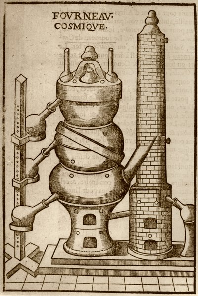 Forno cosmico, da La Theotechnie Ergocosmique di Annibal Barlet (1653) illustrato in una storia della magia pubblicata alla fine del XIX secolo da French School