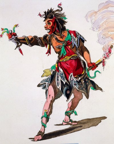 Design del costume per una Furia (incisione colorata a mano) da French School