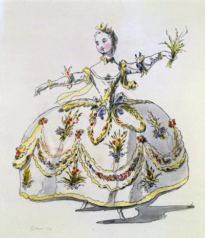 Design del costume per Cerere, facsimile di A. Guillaumot fils (incisione colorata a mano) da French School