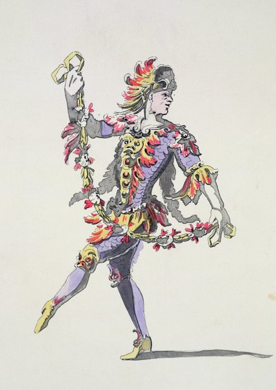 Costume per Tritone, in un balletto del XVII secolo, dalla Collezione Menus Plaisirs, facsimile di A. Guillaumot Fils (incisione a colori) da French School