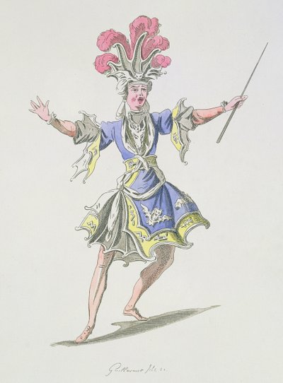 Costume per il Mago, in Dardanus, un libretto di Leclerc de Labruere, composto da Jean-Philippe Rameau, facsimile di A. Guillaumot Fils (incisione a colori) da French School