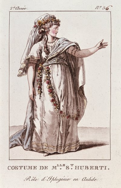 Costume di Miss Huberti per il ruolo di Ifigenia in Aulide di Gluck da French School