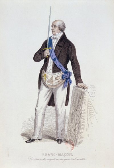 Costume di un massone per la sua ricezione nel grado di Maestro, c.1848 da French School