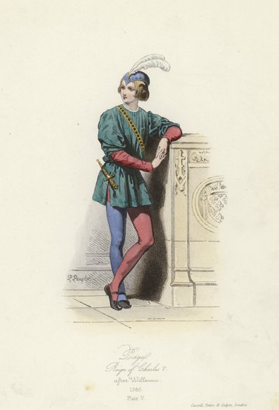 Costume di un paggio, regno di Carlo V di Francia da French School