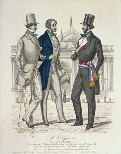 Costume del Deputato, con il vecchio Parlamento Nazionale sullo sfondo, 1848 da French School
