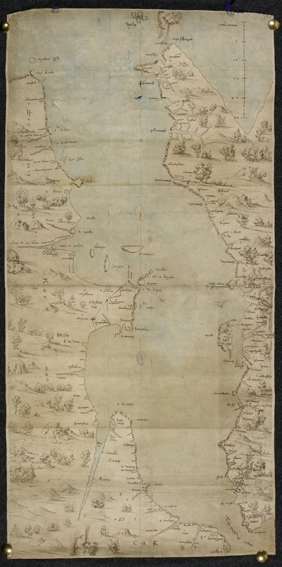 Mappa del Canale della Manica (Costa Sud Inglese e Costa Nord Francese) di Jean Rotz da French School
