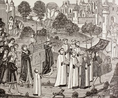 Il conte Renier che porta il corpo di Santa Veronica alla chiesa di St. Waudru a Mons, da 