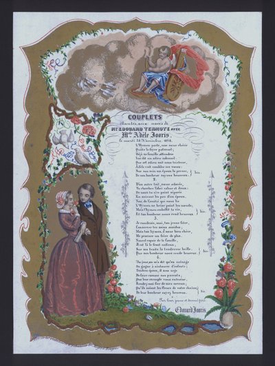 Couplets cantati al matrimonio di Edouard Termote e Adele Jooris, Francia da French School