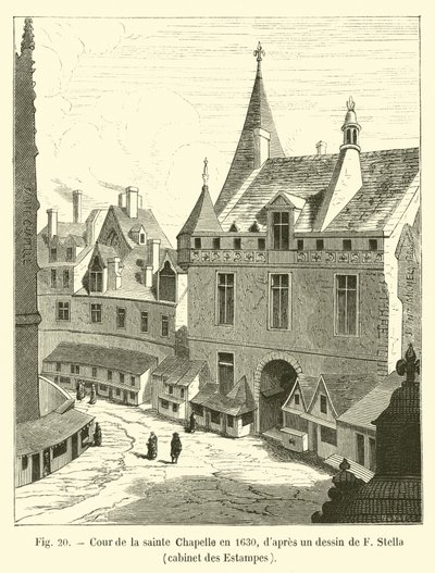 Corte della Sainte-Chapelle nel 1630, da un disegno di F Stella, cabinet des Estampes da French School
