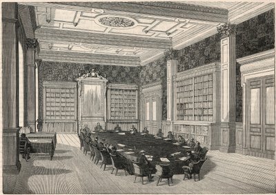 Cour des comptes - biblioteca e sala del consiglio - Incisione in "Tableau-de-Paris" di Edmond Texier 1852 da French School