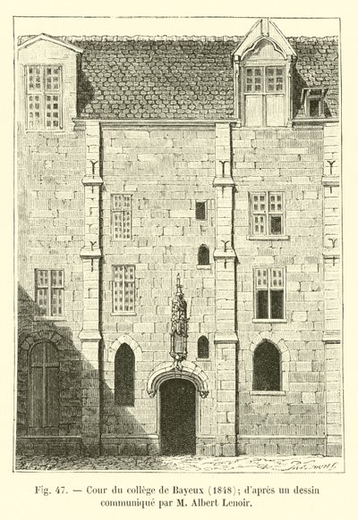Cortile del collegio di Bayeux, 1848; da un disegno comunicato da Albert Lenoir da French School