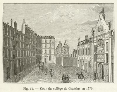 Cortile del collegio di Grassins nel 1779 da French School