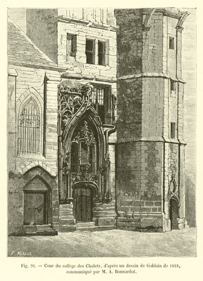 Cortile del collegio dei Cholets, da un disegno di Goblain del 1818, comunicato da Bonnardot da French School