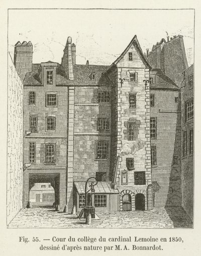 Cortile del collegio del cardinale Lemoine nel 1850, disegnato dal vero da M A Bonnardot da French School