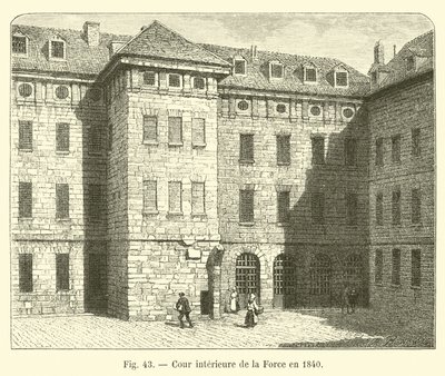 Cortile interno della Force nel 1840 da French School