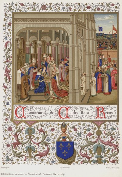 Incoronazione di Carlo V a Reims (cromolitografia) da French School