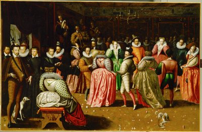 Ballo di corte al Palais du Louvre in occasione delle nozze di Anne, duca di Joyeuse ... da French School